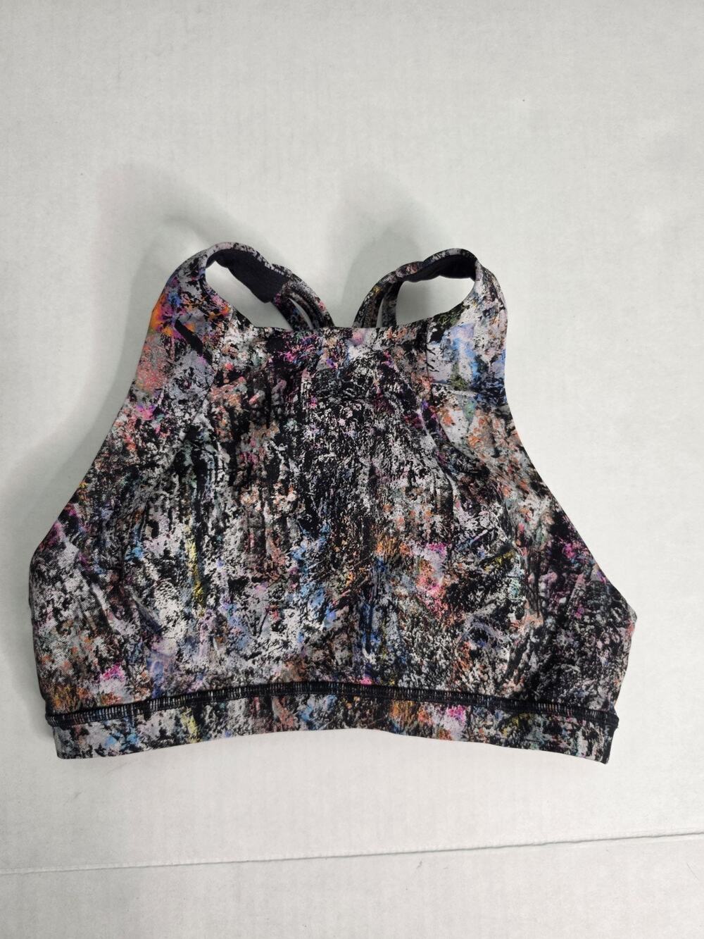 Lululemon Sport Bra Sz 6 Free To Be Serene High Neck Vitalize Multi C/D Cup